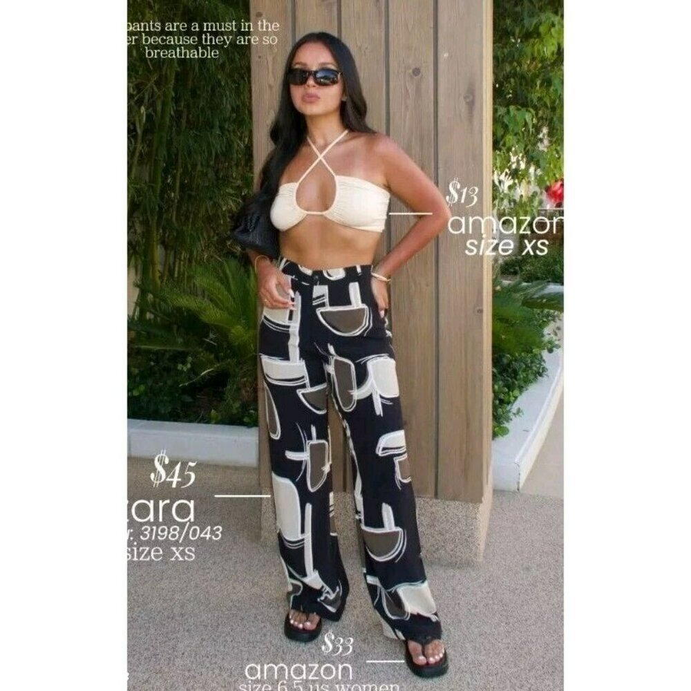 NEW ZARA MULTICOLOR PRINTED RELAXED TROUSERS PANTS HIGH WAIST 31" 3198 043